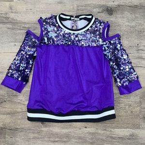 Weissman Purple Cold Shoulder Sequined Costume Top